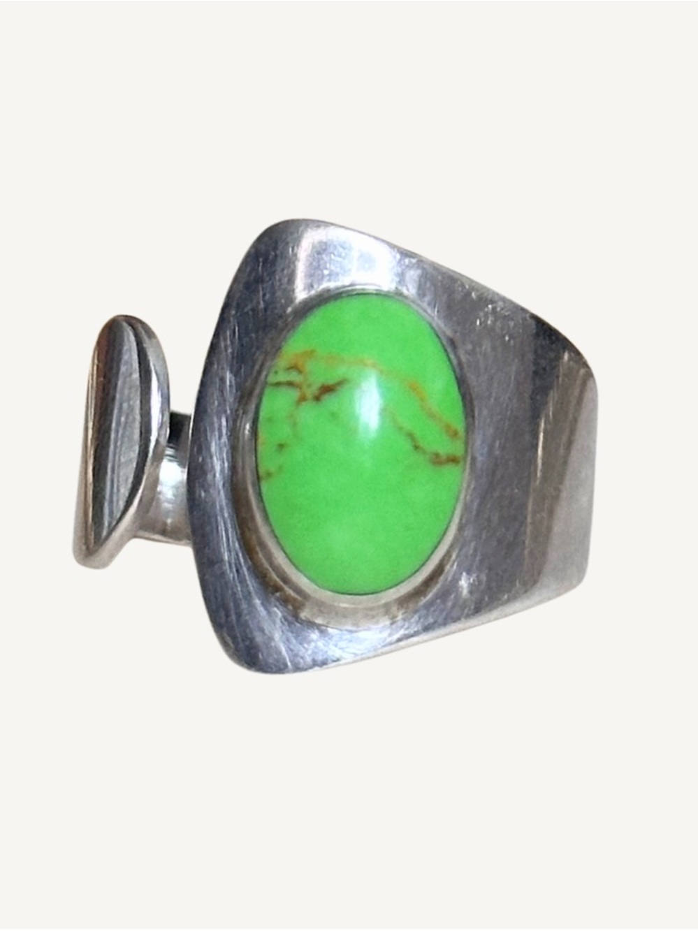 Rare Gaspeite 925 Sterling SilverWrap Ring | Mexico | Size 8.5